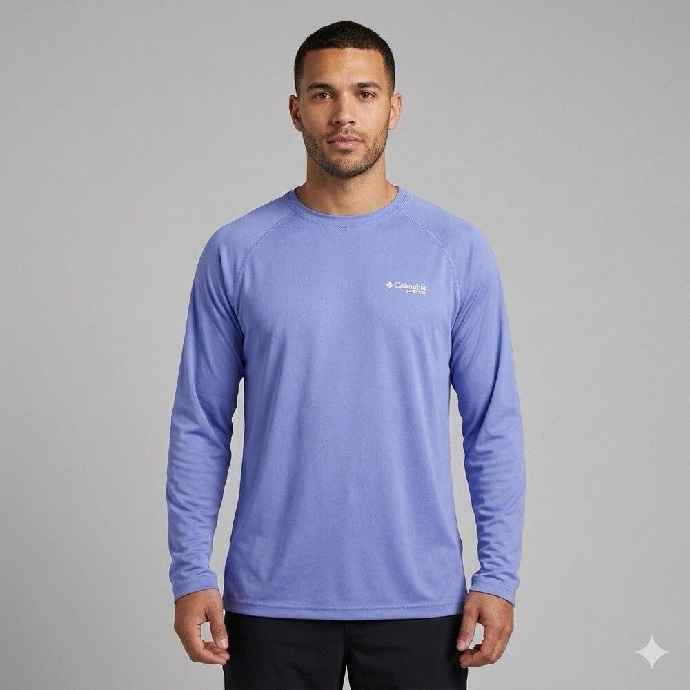 Columbia PFG Terminal Tackle LS Shirt Men's L Periwinkle UPF 50 NWT